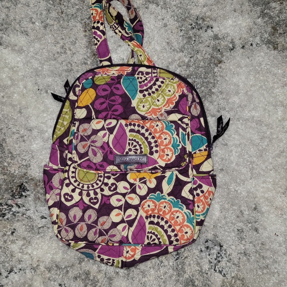Vera Bradley Backpack Plum Crazy Adjustable Strap School Travel